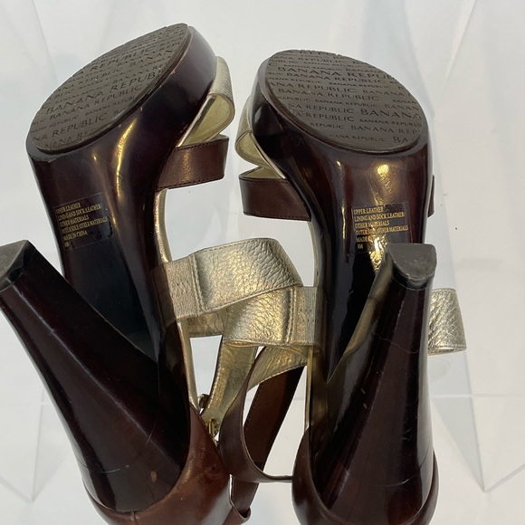 BROWN AND GOLD STRAPPY HEEL - Picture 5 of 7